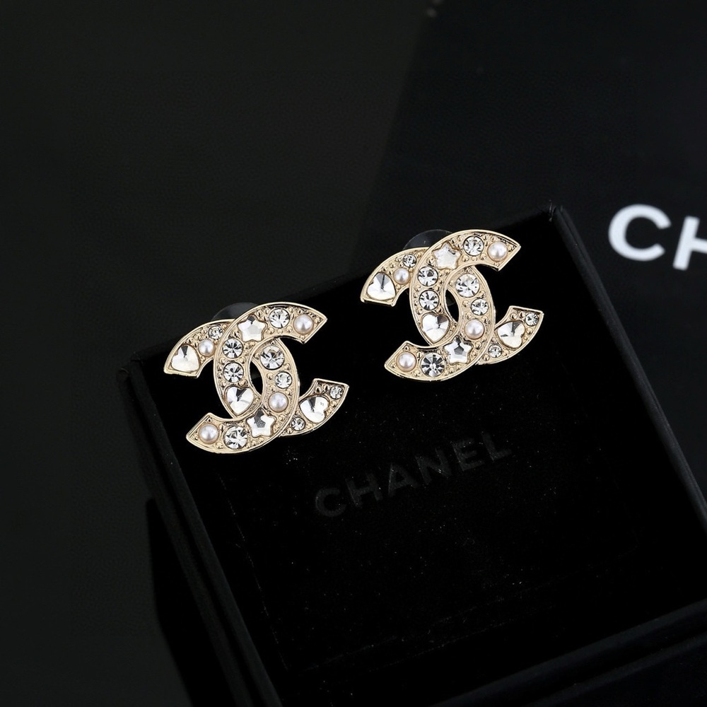 CHANEL Gold Earrings with Silver Accents